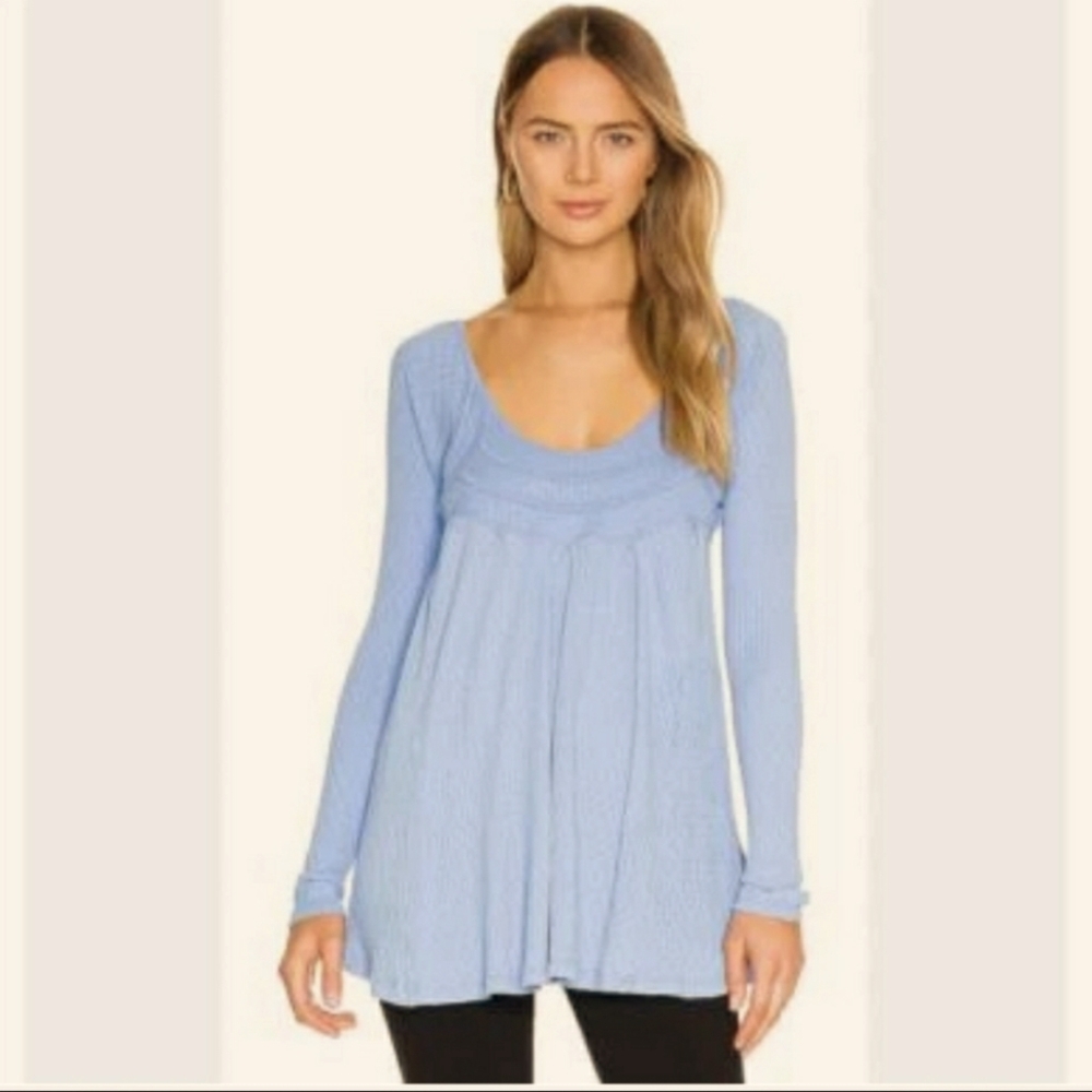 FREE PEOPLE ITS ALWAYS YOU WOMENS TOP CORNFLOWER Women's Blue Long Sleeve Top Y2